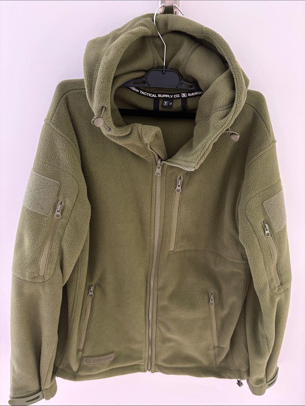 Men's Olive Green Tactical Fleece Hooded Jacket